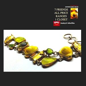 .925 Yellow Quartz & Agate Sterling Silver Bracelet